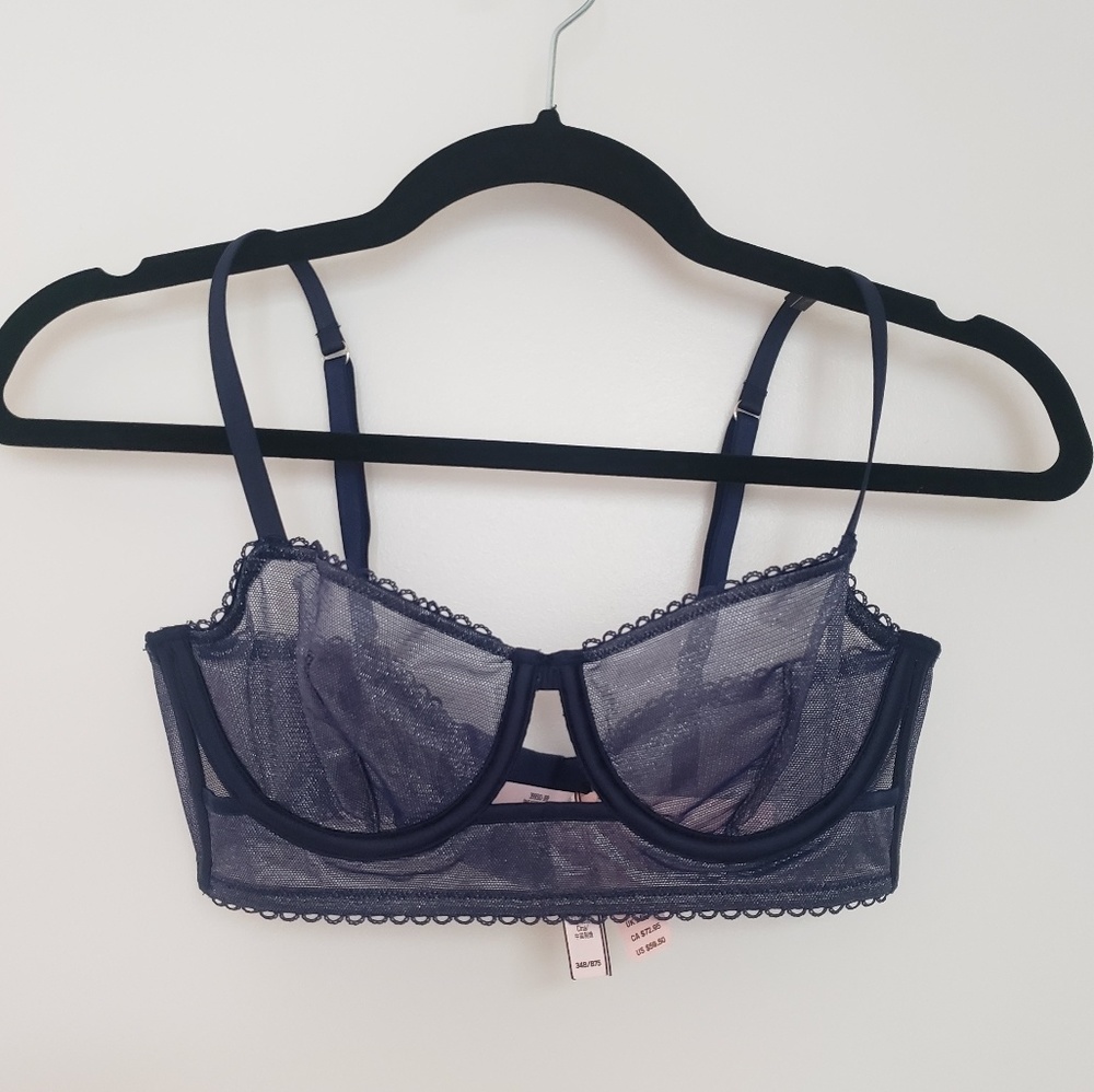Victoria's Secret Glitter and Mesh Balconet - Navy